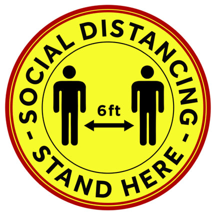 Winco PFD-12Y Round 12" Anti-Slip Social Distancing Floor Decal