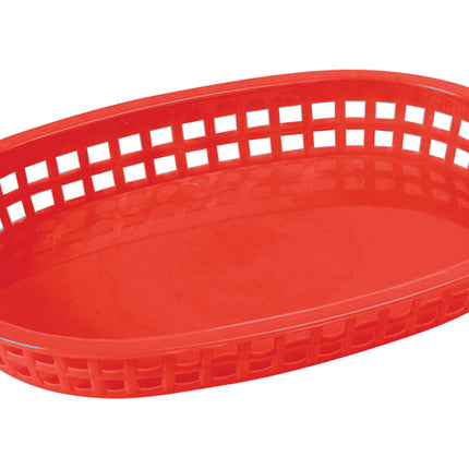 Winco PLB-R Red Oval Plastic Fast Food Basket