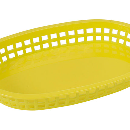 Winco PLB-Y Yellow Oval Plastic Fast Food Basket