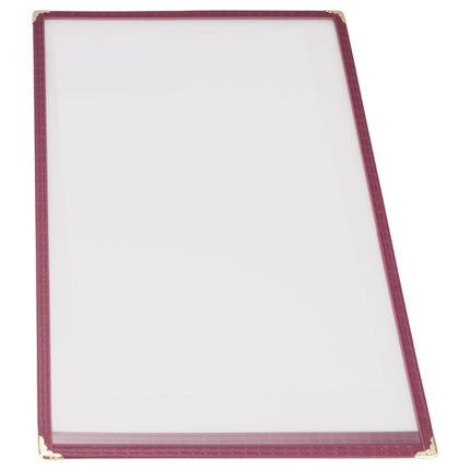 Winco PMC-14U 8 1/2" x 14" Burgundy Single Fold Menu Cover