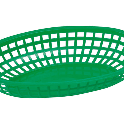 Winco POB-G 10 1/4" Green Premium Oval Fast Food Basket