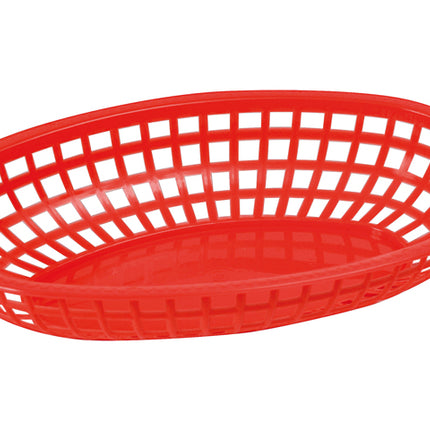 Winco POB-R 10 1/4" Red Premium Oval Fast Food Basket