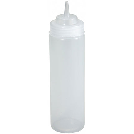 Winco PSW-12 12 oz. Clear Wide Mouth Squeeze Bottle - 6/Pack