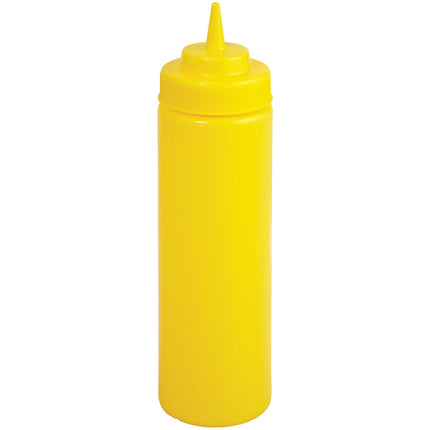 Winco PSW-16Y 16 oz. Yellow Wide Mouth Squeeze Bottle - 6/Pack