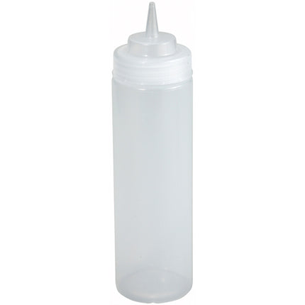 Winco PSW-24 24 oz. Clear Wide Mouth Squeeze Bottle - 6/Pack