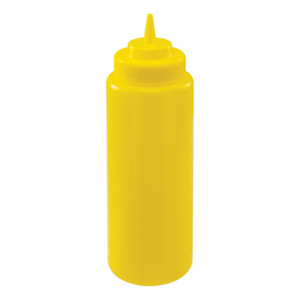 Winco PSW-32Y 32 oz. Yellow Wide Mouth Squeeze Bottle - 6/Pack