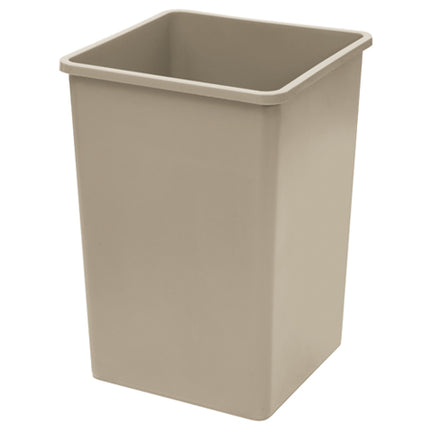 Winco PTCS-35BE Beige Plastic Square Trash Can - 35 Gallon