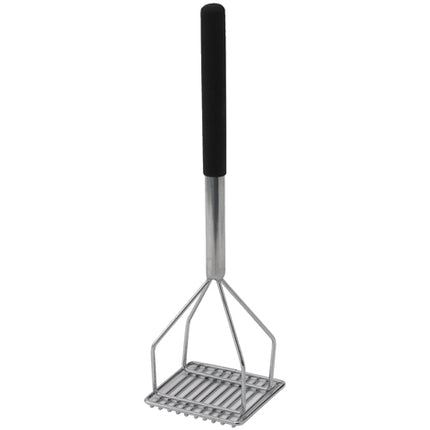 Winco PTMP-18S Chrome Plated 17 3/4" Square Faced Potato Masher with Soft Grip Handle