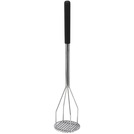 Winco PTMP-24R Chrome Plated 24" Round-Faced Potato Masher with Soft Grip