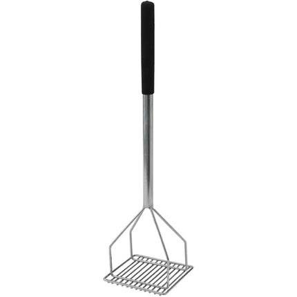 Winco PTMP-24S Chrome Plated 24" Square Faced Potato Masher with Soft Grip Handle