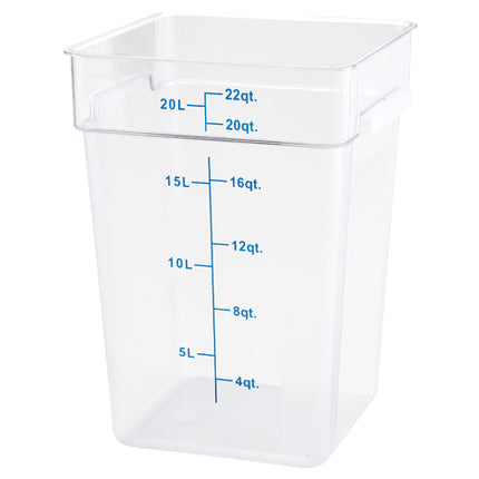 Winco PTSC-22 22 Qt. Polypropylene Square Food Storage Container