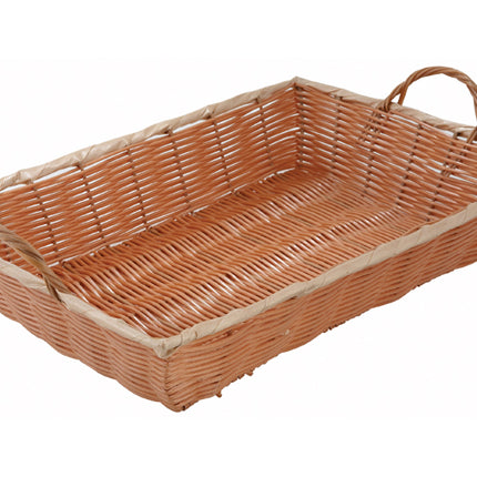 Winco PWBN-16B Natural Rectangular with Handle Polypropylene Woven Basket