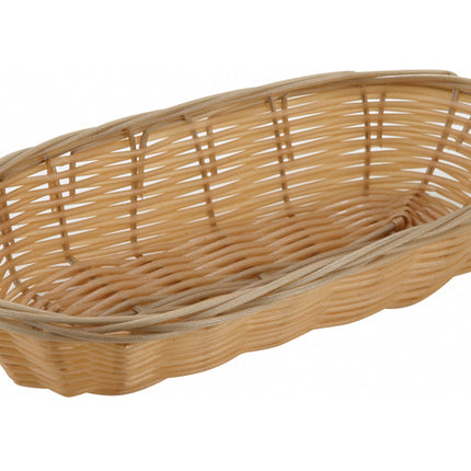 Winco PWBN-9B Long Oval Tan Polypropylene Woven Basket