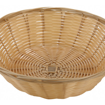 Winco PWBN-9R 9" Round Tan Polypropylene Woven Basket