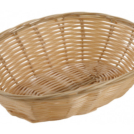 Winco PWBN-9V Oval Tan Polypropylene Woven Basket