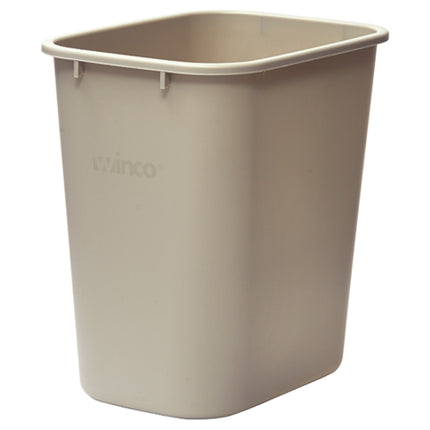 Winco PWR-28BE Beige Plastic Rectangular Trash Can - 28 Quart