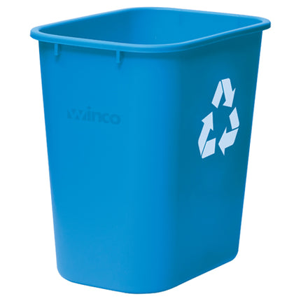 Winco PWR-28L Blue Plastic Rectangular Trash Can - 28 Quart