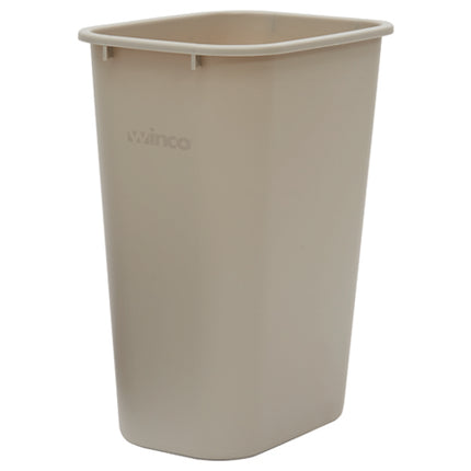 Winco PWR-41BE Beige Plastic Rectangular Trash Can - 41 Quart