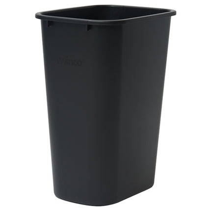 Winco PWR-41K Black Plastic Rectangular Trash Can - 41 Quart