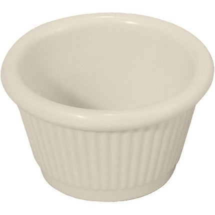 Winco RFM-1B 1 1/2 Oz. Fluted Bone White Melamine Ramekin - 12/Pack