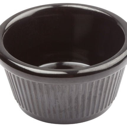 Winco RFM-1K 1 1/2 Oz. Fluted Black Melamine Ramekin - 12/Pack