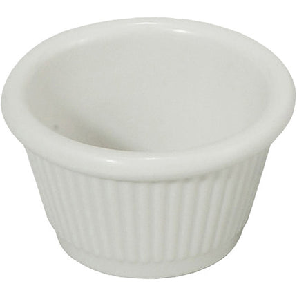 Winco RFM-1W 1 1/2 Oz. Fluted White Melamine Ramekin - 12/Pack