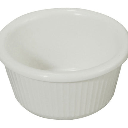 Winco RFM-3W 3 Oz. Fluted White Melamine Ramekin - 12/Pack