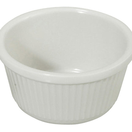 Winco RFM-4W 4 Oz. Fluted White Melamine Ramekin - 12/Pack