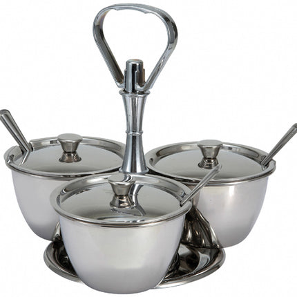 Winco RS-3 3 Compartment Stainless Steel Relish Server