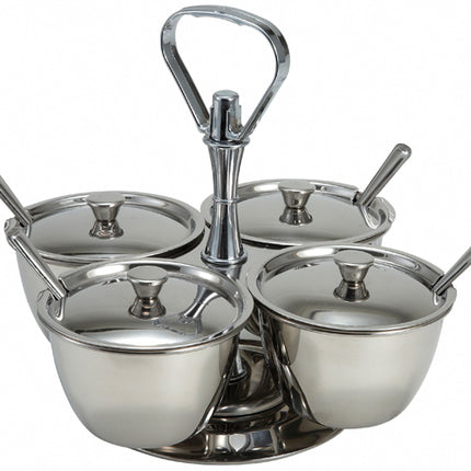 Winco RS-4 4 Compartment Stainless Steel Relish Server