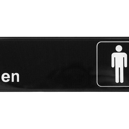 Winco SGN-311 Mens Restroom Sign - Black and White, 9" x 3"