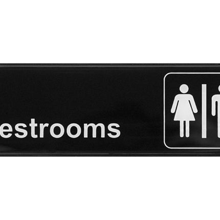 Winco SGN-313 Black and White Unisex Restrooms Sign 9" x 3"