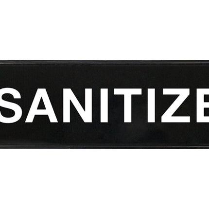 Winco SGN-329 Sanitize Sign - Black and White, 9" x 3"