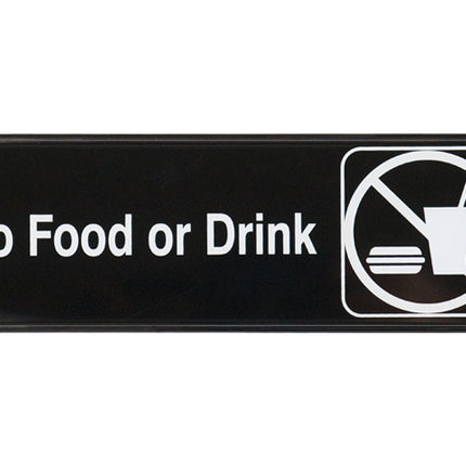 Winco SGN-333 No Food Or Drink Sign - Black and White, 9" x 3"