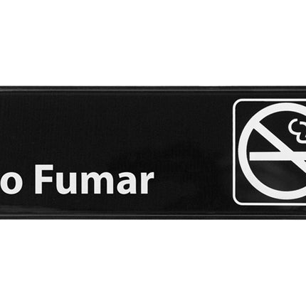 Winco SGN-364 Black 3" x 9" Spanish No Smoking Information Sign