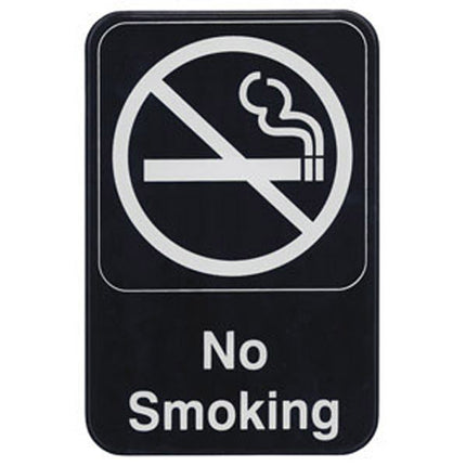 Winco SGN-601 No Smoking Sign - Black and White, 9" x 6"