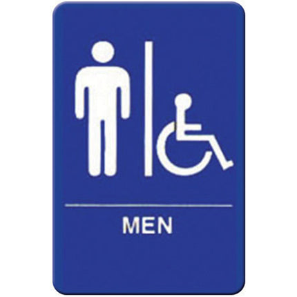 Winco SGN-652B Handicap Accessible Mens Restroom Sign - Blue and White, 9" x 6"