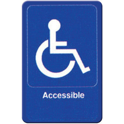 Winco SGN-653B Handicap Accessible Sign - Blue and White, 9" x 6"