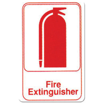 Winco SGN-682W Fire Extinguisher Sign - Red and White, 9" x 6"