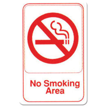 Winco SGN-684W No Smoking Area Sign - Red and White, 9" x 6"