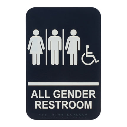 Winco SGNB-608 6" x 9" Braille All Gender Restroom w/Accessible Information Sign