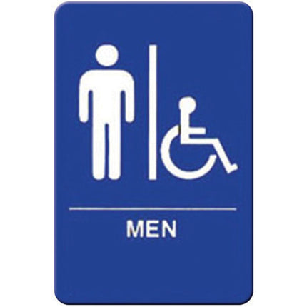 Winco SGNB-652B 6" x 9" Men Handicap Wall Sign with Braille