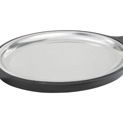 Winco SIZ-11ST 11" Stainless Steel Oval Sizzle Platter And Underliner Set