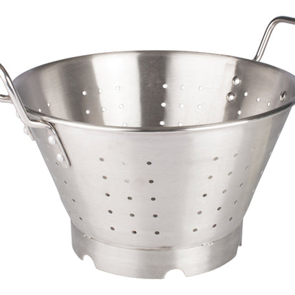 Winco SLO-11 11 Qt. Heavy Duty Stainless Steel Colander with Flat Bottom