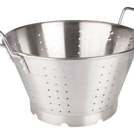 Winco SLO-16 16 Qt. Heavy Duty Stainless Steel Colander with Flat Bottom