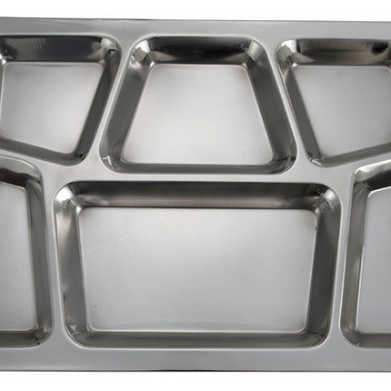 Winco SMT-2 15 1/2" x 11 1/2" Stainless Steel 6 Compartment Mess Tray