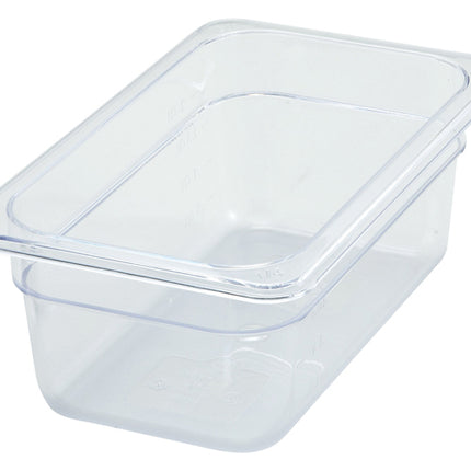 Winco SP7404 Poly-Ware 3 1/2" Deep 1/4 Size Clear Polycarbonate Food Pan