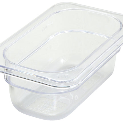 Winco SP7902 Poly-Ware 2 1/2" Deep 1/9 Size Clear Polycarbonate Food Pan