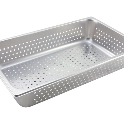 Winco SPFP4 4" Full Size Stainless Steel Perforated Steam Table Pan - 25 Gauge