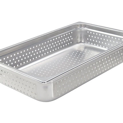 Winco SSPJH-104PF 4" Full Size Stainless Steel Perforated Steam Table Pan - 22 Gauge